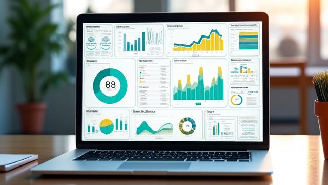 Datengetriebene Infografik auf einem Laptop